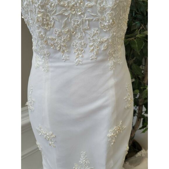 Lenovia Women White Polyester Halter Neck Sleeveless Wedding Maxi Dress Size 10 - Picture 3 of 12